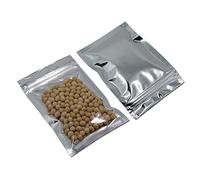 WACCOMT Pack 100pcs 7x13cm (2.8x5.1inch)(Inner Size2.4x3.9inch) Small Clear Front Aluminum Foil Mylar Pouch Silver Resealable Zipper Lock Plastic Mylar Food Storage Bag for Zip Bag Reusable Lock Seal