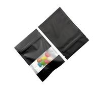 WACCOMT Pack 100pcs Matte Mylar Foil Resealable Smell Proof Bags with Clear Window Zipper Lock Aluminum Foil Food Storage Pouches for Zip Small Business Snack Lock Heat Seal Bag (Black, 3.1x4.7 inch)