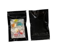 WACCOMT Pack 100pcs Smell Proof Mylar Bags with Clear Window Holographic Packaging Bags Zipper Lock Aluminum Foil Sample Pouch Resealable for Food Storage Jewelry (Black, 3.1x5.1 inch (8x13 cm))