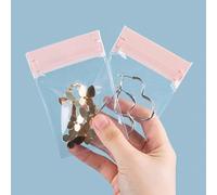 WACCOMT Pack 20pcs 3.5x5.1 inch Clear EVA Anti Tarnish Jewelry Storage Bags Resealable Small Pink Clear Plastic Thickened Travel Portable Jewelry Pouches for Ring Earing Necklace Bracelet