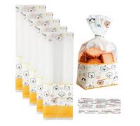 WACCOMT Pack 50pcs Small Clear Cartoon Cellophane Gift Bags with Twist Ties