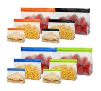 WACCOMT Pack 8pcs Reusable Freezer Bags PEVA Silicone Bags Matte Clear Stand Up Fridge Food Storage Pouches for Sandwich Snack Meal Prep Grains Fruit Meat Fish Vegetables (4colors, M (8.1x5.7 inch))