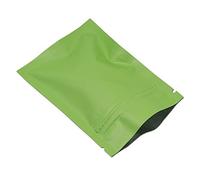 WACCOMT Pack Pack of 100 Matte Aluminium Foil Packaging Bag Zip Self Seal Flat Bag Food Storage Odour-Proof Mylar Bag (Matt Green, 15 x 22 cm (5.9 x 8.6 inches))