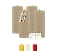 Wachsmann Advent Candle Pack of 4, 100% Beeswax, Hand-Rolled, Crafted in Germany, Wax Lights with 6h Burn time, Honey Aroma for Christmas (4x10 cm)