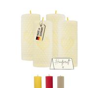 Wachsmann Advent Candle Pack of 4, 100% Beeswax, Hand-Rolled, Crafted in Germany, Wax Lights with 6h Burn time, Honey Aroma for Christmas (4x10 cm)