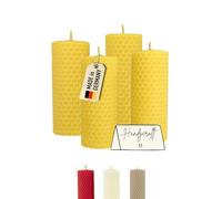 Wachsmann Advent Candle Pack of 4, 100% Beeswax, Hand-Rolled, Crafted in Germany, Wax Lights with 6h Burn time, Honey Aroma for Christmas (4x10 cm)