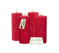 Wachsmann Pillar Candles Easter Candles, Set of 4, 100% Beeswax, Hand Rolled, Made in Germany, Beeswax Candles, Honey Candles Each with 6 Hours Burning Time