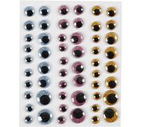 Wackelaugen selbstklebend, D: 8+10+12+15 mm, Hellblau, Gold, Rosa, 5 (US IMPORT)