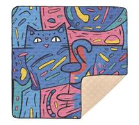 Wacky Kitten Cute Foldable Baby Playmat for Indoor Outdoor Portable Travel Play Mat for Baby Toddler Infant, 50'' x 50''