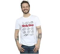 Wacky Races Men's Car Lineup T-Shirt in White | Size: Medium Wacky Races White M