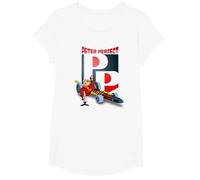Wacky Races Peter Perfect with Large Initials T-Shirt, Girls, White, X-Small