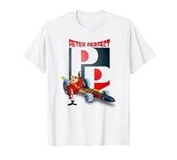 Wacky Races Peter Perfect with Large Initials T-Shirt, Men, White, XX-Large