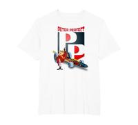 Wacky Races Peter Perfect with Large Initials T-Shirt, Men's Big and Tall, White, 4X Tall