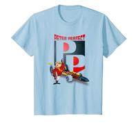 Wacky Races Peter Perfect with Large Initials T-Shirt, Youth, Baby Blue, Large