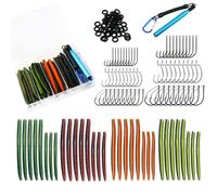 Wacky Rig Kit for Bass Fishing 143PCS Soft Plastic Wacky Worms (4in & 5in) Weedless Wacky Rig Hooks & Tool O-Rings, Bass Trout
