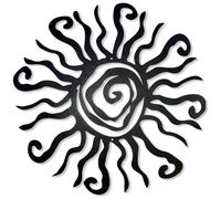 Wacky Sun Metal Wall Art Decor, 28cm Hanging Artwork For Indoor Outdoor Decorations, Minimalist Abstract Nature Wall Sculptures Ornaments For Bedroom Home Garden Patio Balcony Farmhouse (Black-A)