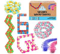 Wacky Tracks 48 Links Snap and Click Fidget Toys - 5-PCS Stress-Relief Fidget Wacky Track Snake 2 Caterpillar Stretchy Strings - Sensory Anti Stress Snap and Click toy