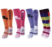 WackySox - Bright Rider Equestrian Sports Socks, Men and Women Horse Riding Socks, Thermal Padded Long Socks for Riding, Sports Socks, Hockey & Football Socks, 4 Pairs for the Price of 3 Pairs