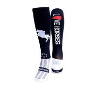WackySox - Love Horses Black Equestrian Sports Socks, Men and Women Horse Riding Socks, Thermal Padded Long Socks for Riding, Sports Socks, Running Socks, Hockey and Football Socks