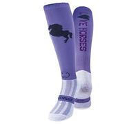 WackySox - Love Horses Damson Equestrian Sports Socks, Men and Women Horse Riding Socks, Thermal Padded Long Socks for Riding, Sports Socks, Running Socks, Hockey and Football Socks