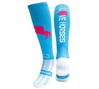 WackySox - Love Horses Turquoise Equestrian Sports Socks, Men and Women Horse Riding Socks, Thermal Padded Long Socks for Riding, Sports Socks, Running Socks, Hockey and Football Socks