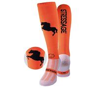WackySox Orange Stressage Horse Riding Equestrian Socks for Men and Women, Perfect Long Socks for Horse Riding - (UK, Alpha, M, Regular, Regular, Bright Orange)