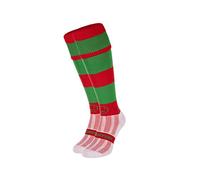 WackySox - Red and Emerald Green Hoop Rugby Socks, Sports Socks for Men and Women, Perfect for Riding, Football, Running, Hockey and More