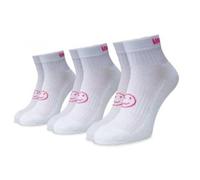 WackySox White with Pink 3 Pairs For The Price Of 2 Pairs Ankle Length Sports Socks, Running Socks, Netball Socks