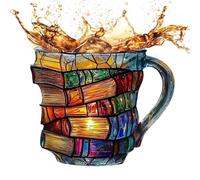 Waclipp Painted Book Mug, Novelty 3d Painted Books Coffee Mug, Handmade Colored Glass Book Coffee Mug For Book Lovers Readers Librarians Writers