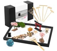 Wacloud Zen Garden Kit for Desk Decor - Japanese Mini Zen Sand Garden with 10+ Tools & Accessories, Bamboo Rakes, Torii Gate, Incense Holder & Gift Box - Stress Relief Desk Ornament for Home & Office