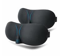Wacnune 2 Pcs Black 3D Eye Mask Elastic Strap, Soft and Smooth Eye Cover for Men & Women Night Sleeping, Travel, Nap