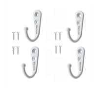 Wacnune 4 PCS Wall Mounted Hooks Coat Hooks Retro for Hanging Towel Clothes Hat Metal Hook for in Bedroom Bathroom Kitchen Cupboard,with 8 Pcs Screws-White