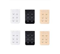 Wacnune 6Pcs Bra Extender Set of 2 Hooks Soft and Comfortable Women Bra Extensions (White, Black, Beige)
