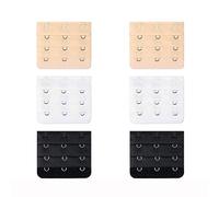 Wacnune 6Pcs Bra Extender Set of 3 Hooks Soft and Comfortable Women Bra Extensions(Black,White and Beige)