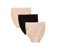 Wacoal Women's B Smooth Hi Cut Brief Panty 3 Pack, Sand, Sand, Black, S