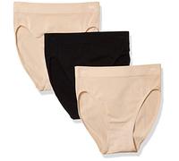 Wacoal Women's B Smooth Hi Cut Brief Panty 3 Pack, Sand, Sand, Black, XL