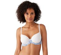 Wacoal Women's Embrace Lace Lightly Padded Underwire Mid Coverage T-Shirt Bra, 853191, Semi-Sheer, Pastel Parchment/Blue Multi, 36DD