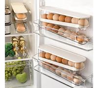 WACOI Auto Rolling Fridge Egg Organizer, Space Saving Eggs Dispenser for Refrigerator Storager, Home Egg Holder, 1 pack