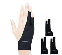 Wacom Drawing Glove, Two-Finger Artist Glove for Drawing Tablet Pen Display, 90% Recycled Material, eco-Friendly, one-Size (3 Pack), Black