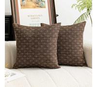 WACOMECO Textured Throw Pillow Covers, Pack of 2 Decorative Burlap Linen Farmhouse Cushion Covers for Couch Sofa Home Decoration, 18x18 inch, Dark Brown