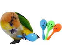 WACURRENTHYD 3PCS- Colourful Mini Ball Sand Hammer Parrot Rattle Shaker Musical Sound Toy Intelligent Sand Hammer Toys for Parakeets Canaries Cockatiels Conure Lovebirds(Random Color)
