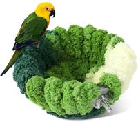 WACURRENTHYD Bird Nest for Cage,Plush Hanging Bird Bed for Parakeet,Breeding Bird House for Conure, Budgie, Cockatiel, Lovebird, Canary, Finch, Hamster, Small Pets, Warm Nest (Green, L)