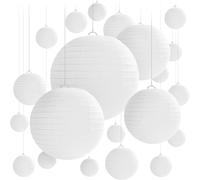 wadafen 16 Pcs Paper Lanterns,Paper Lanterns Decorations,White Paper Lanterns,Round Paper Lanterns Lampshade,for Weddings,Gardens,Birthday Parties,Patio Decorations(Ø 4inch/6inch/8inch/10inch)