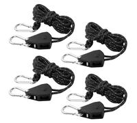 wadafen 4Pcs 4M Reflective Tent Guy Ropes,4mm Ratchet Ropes with Rope Tensioner,1/8 Inch Heavy Duty Rope Ratchet,Adjustable Tent Camping Cord for Camping,Hiking, Awning,Grow Lights (Black)
