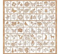 wadafen 64 Pcs Animals and Plants Stencils Set for Painting,Butterfly Flower Bird Reusable DIY Painting Stencils for Wood,Wall,Furniture and Card Making,Scrapbooking,DIY Home Decor(3 x 3 Inch)