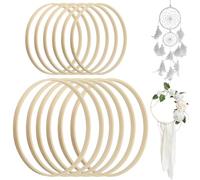 wadafen Bamboo Floral Hoop 20/15 cm 12pcs Wooden Rings for Crafting, Macrame Rings Wreath Hoop Dream Catcher DIY Wedding Wall Decor