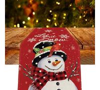 wadafen Christmas Table Runner,Snowman Snowflake Red Xmas Table Runner,Winter Xmas Kitchen Dining Table Decoration,for Indoor Outdoor Home Party Decor (33 x 183cm)