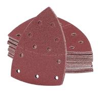 wadafen Mouse Sander Pads, 50pcs Multi Tool Sanding Pads, 150x105 mm Detail Sander Pads, Triangle Sandpaper 11 Holes for Delta Sander ＆ Multitool Sander, Grits 40/80/120/180/240 Each x10