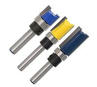 Wadakada 3Pcs 1/4 inch Shank Flush Trim Router Bits Pattern Template Router Bit Set Woodworking Top Bearing Milling Tools