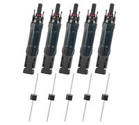 Wadakada 5 PCS PV Solar Panel Connector Male/Female 30A Built-in Diode Inline Fuse Solar Wire Connectors Waterproof Anti-Backflow Easy Install Easy to Use